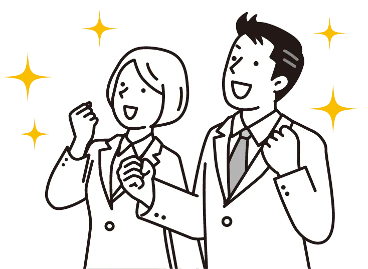 未来を見据える男性と女性